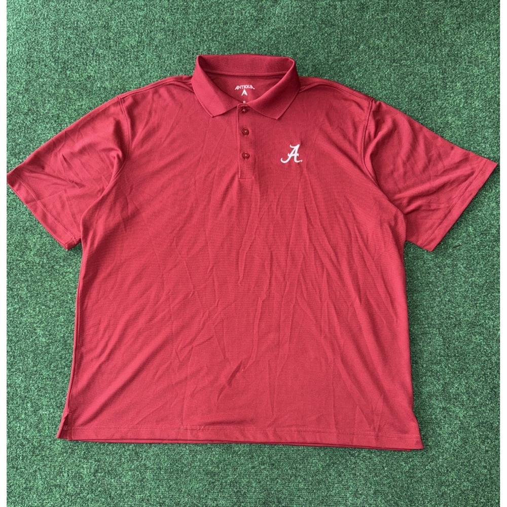 Alabama Crimson Tide Shirt Polo Mens XL Red Football Performance Antigua P23